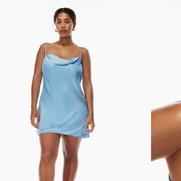 Aritzia Wilfred free allusion black satin slip cowl neck dress - Picture 2 of 2